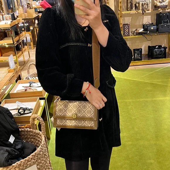 NWT TORY BURCH T MONOGRAM JACQUARD MINI BAG Two stripes $448